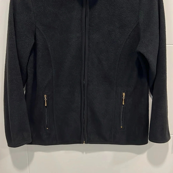 Karen Scott black fleece zip  up size small - Picture 4 of 10